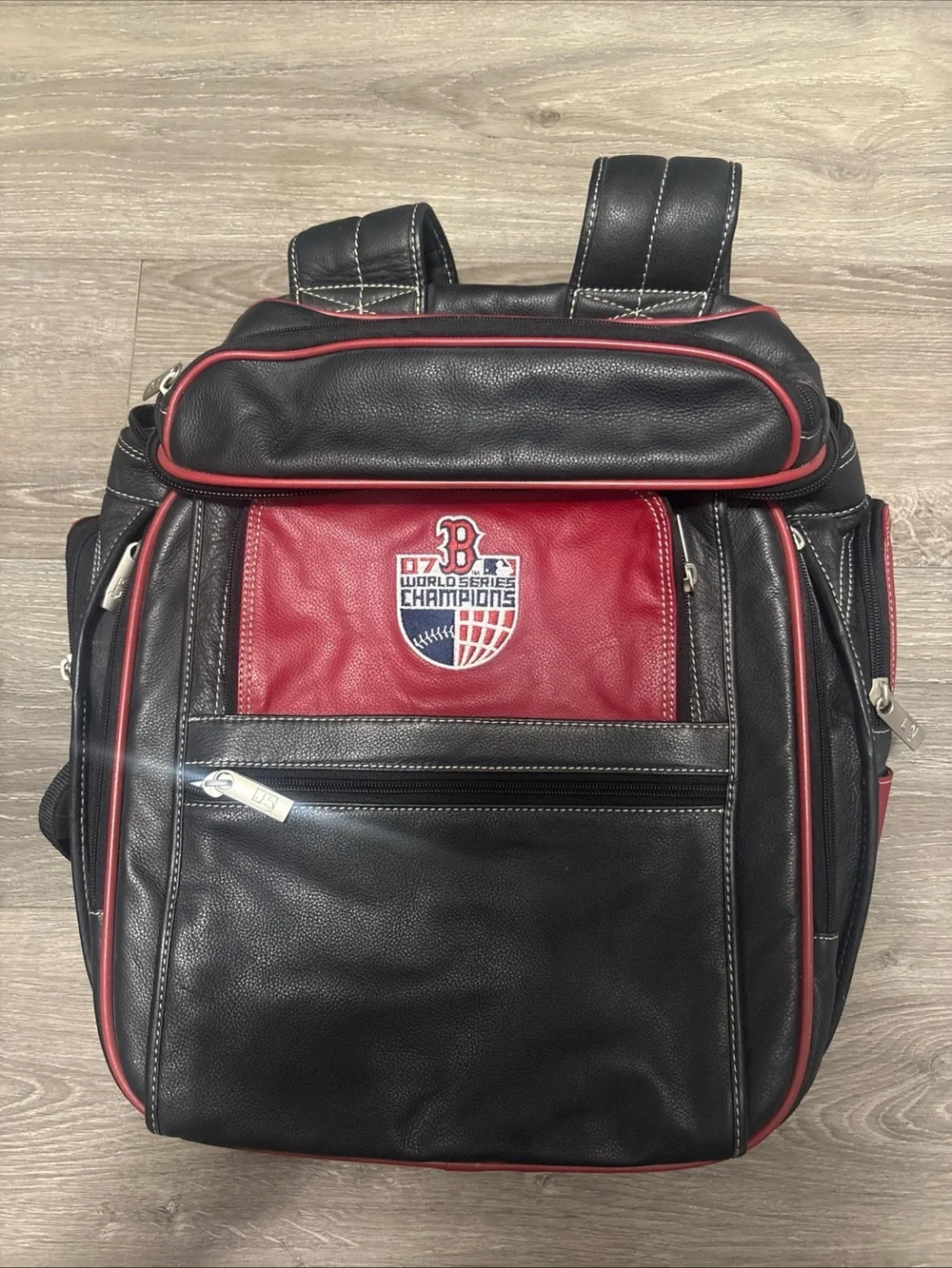 Vintage MLB Boston Red Sox leather “world series champion” backpack 2007